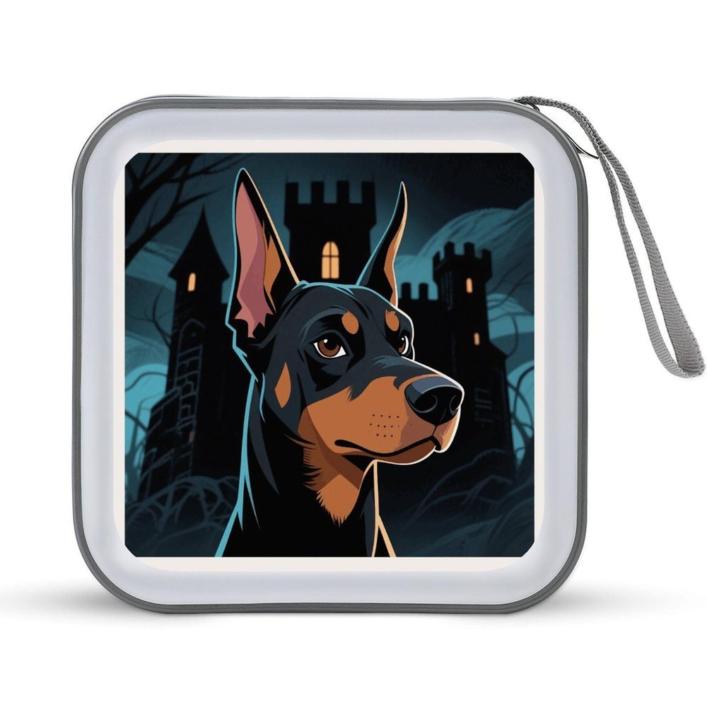 VstaDank Doberman Pinscher CD Case Portable Zipper CD Case 40 Capacity Hard Plastic DVD Cases Holder Large Storage Disc Wallet Bag for Car Home Travel DVD Collection Bag