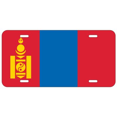 DMSE Mongolia National Flag License Plate - 11.99''x5.99'' - Premium Textured Finish Front Bumper Tag - Heavy-Duty Aluminum, UV-Resistant & Made in USA