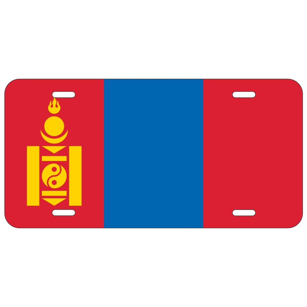 DMSE Mongolia National Flag License Plate - 11.99''x5.99'' - Premium Textured Finish Front Bumper Tag - Heavy-Duty Aluminum, UV-Resistant & Made in USA