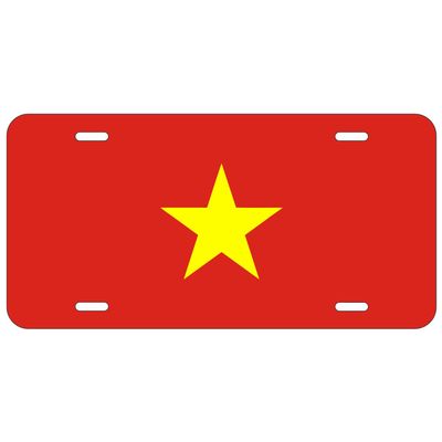DMSE Vietnam National Flag License Plate - 11.99''x5.99'' - Premium Textured Finish Front Bumper Tag - Heavy-Duty Aluminum, UV-Resistant & Made in USA