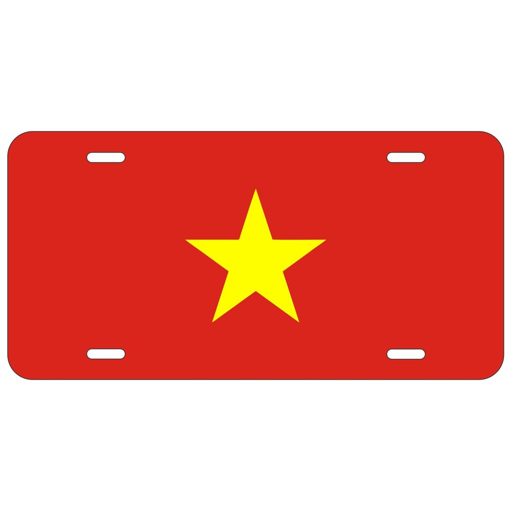 DMSE Vietnam National Flag License Plate - 11.99''x5.99'' - Premium Textured Finish Front Bumper Tag - Heavy-Duty Aluminum, UV-Resistant & Made in USA