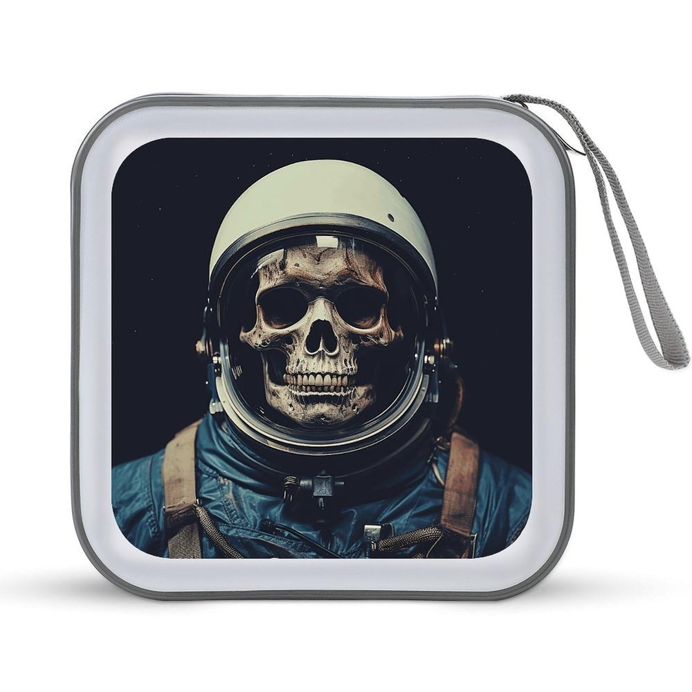 FodPand Movie Aesthetic Skull CD Case 40 Capacity DVD Case Hard Plastic Disc Booklet VCD Storage Box Portable Zipper DVD Holder Large Media Binder for Car Home Office Travel
