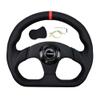 TIYPEOR 13'' 320mm D Shape Adventure Car Racing Steering Wheel Leather Flat Reinforced Drift Sports Steering Wheel Horn Button with Red Stitch for Sim Racing Game,Golf Cart,JDM Sports view 1