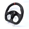 TIYPEOR 13'' 320mm D Shape Adventure Car Racing Steering Wheel Leather Flat Reinforced Drift Sports Steering Wheel Horn Button with Red Stitch for Sim Racing Game,Golf Cart,JDM Sports view 3