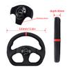 TIYPEOR 13'' 320mm D Shape Adventure Car Racing Steering Wheel Leather Flat Reinforced Drift Sports Steering Wheel Horn Button with Red Stitch for Sim Racing Game,Golf Cart,JDM Sports view 4