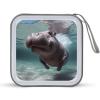 FodPand Diving Hippo CD Case 40 Capacity DVD Case Hard Plastic Disc Booklet VCD Storage Box Portable Zipper DVD Holder Large Media Binder for Car Home Office Travel view 1
