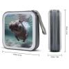 FodPand Diving Hippo CD Case 40 Capacity DVD Case Hard Plastic Disc Booklet VCD Storage Box Portable Zipper DVD Holder Large Media Binder for Car Home Office Travel view 2