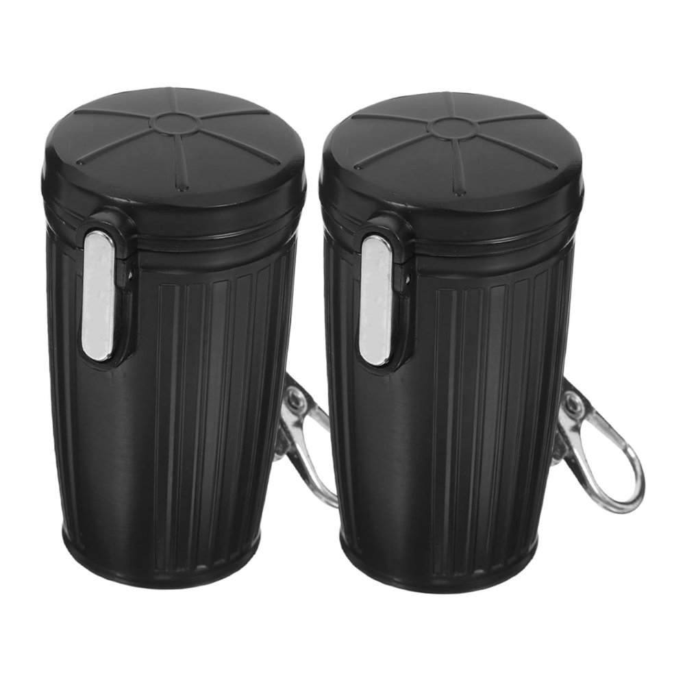 PACKOVE 2pcs Portable Car Ashtray with Lid and Keychain, Mini Smokeless Metal Ash Holder for Outdoor Travel and Home Use, Compact Pocket Ashtray for Smokers