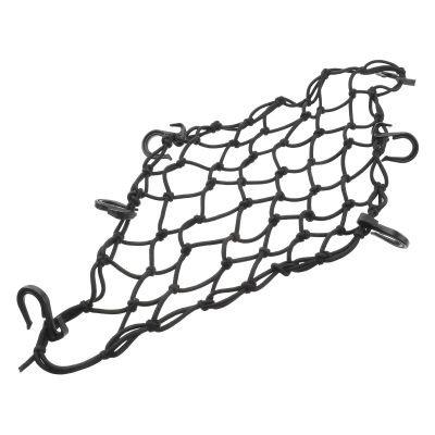 Cabilock Adjustable Heavy-Duty Cargo Net with 6 Hooks 40x40cm Fuel Tank Mesh for Car and Motorcycle Storage, Elastic Bungee Cord Rear Luggage Net for Outdoor Use
