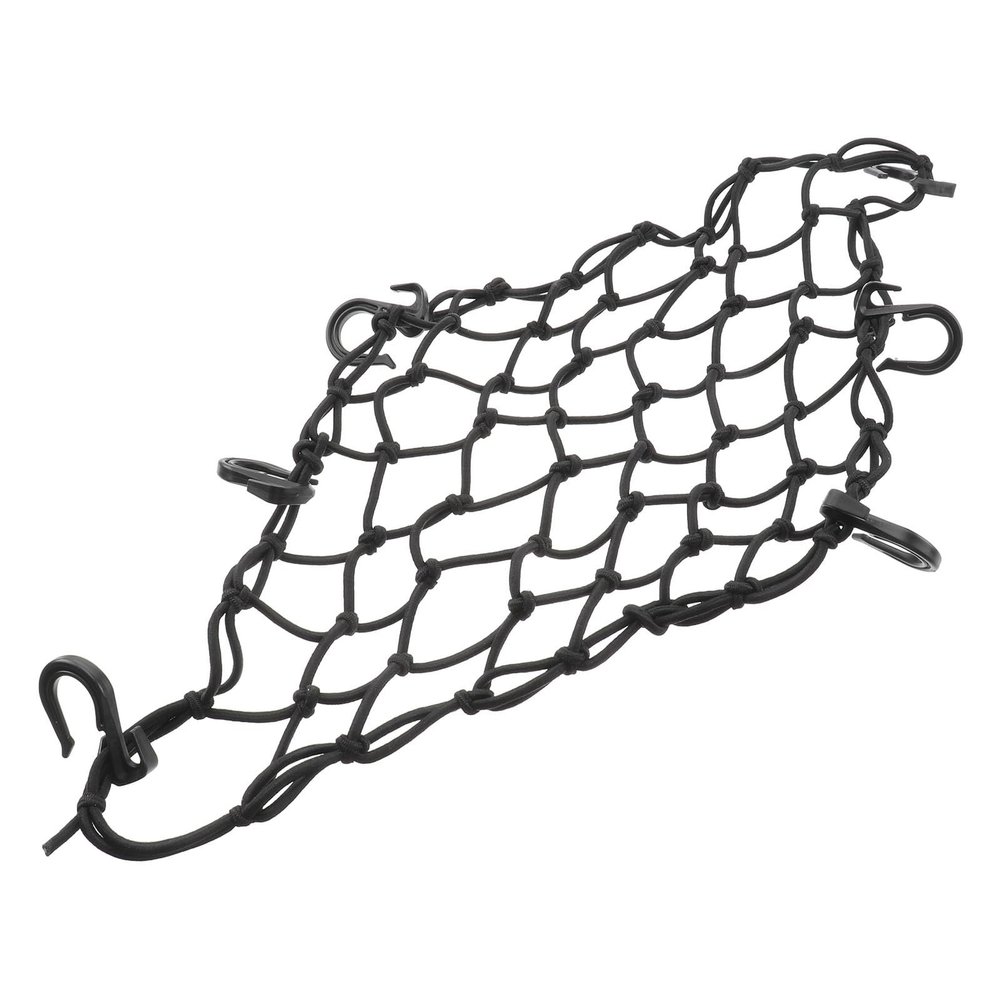 Cabilock Adjustable Heavy-Duty Cargo Net with 6 Hooks 40x40cm Fuel Tank Mesh for Car and Motorcycle Storage, Elastic Bungee Cord Rear Luggage Net for Outdoor Use