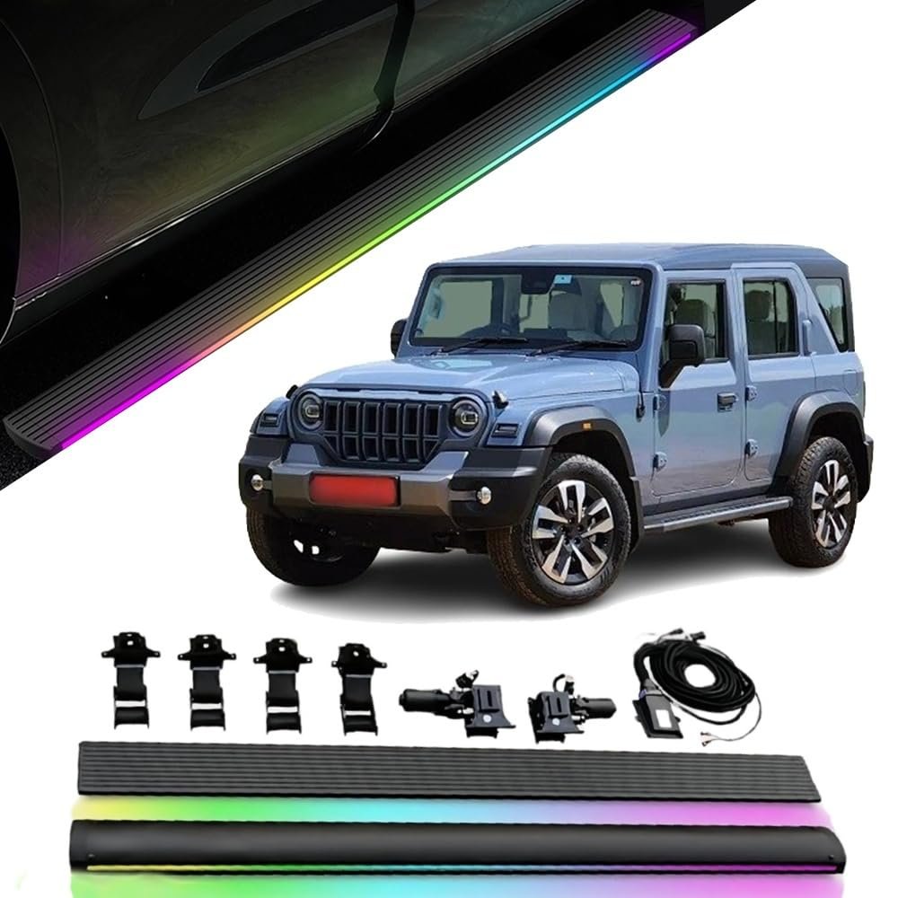 LED Deployable Electric Running Board Side Step Fits for Thar Roxx 2024 Customize LED Light Strips via Mobile App