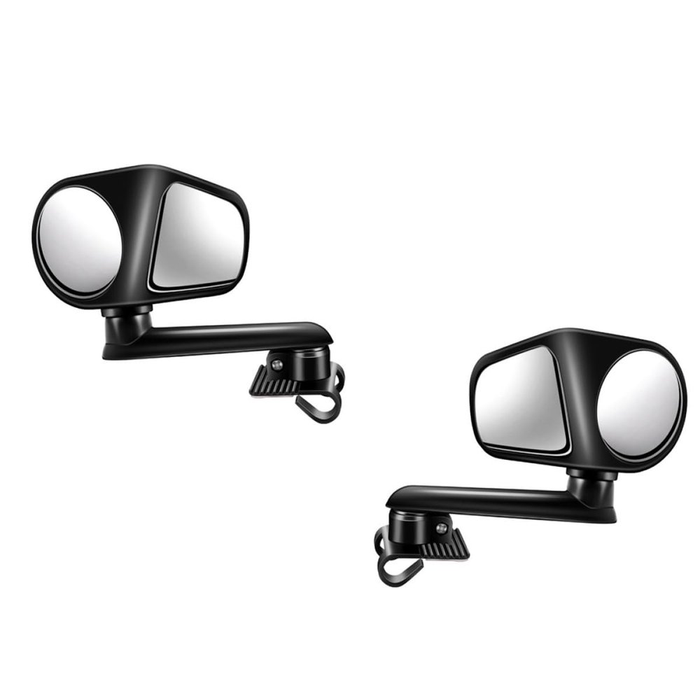 NUOBESTY Blind Spot Mirror and Adjustable Rearview Mirror 2pcs Set with 360 Rotation Plastic and Glass Wide Angle Auxiliary for Front and Rear Wheel Blind Zones Black Side