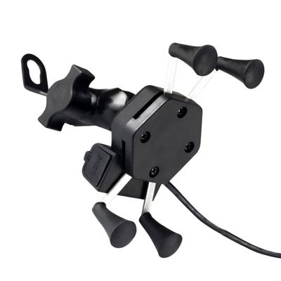 DECORNIJIA Motorcycle Phone Mount Holder with USB Charger, Adjustable Phone Bracket for Motorbike and Scooter, Compatible with Smartphone Navigation and Handlebar Installation