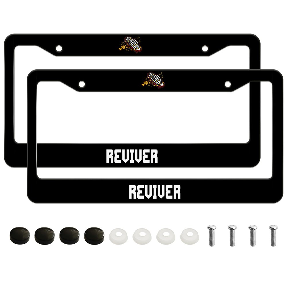 Reviver License Plate Frame 2 Pack Decorative Aluminum Auto Part with Screws, Standard US Canada License Plate Holder Unisex 12.2x6.2 Inch