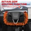 Heated Yoke Steering Wheel for Tesla Model 3 Highland Accessories 2024-2026, Smooth Black Nappa Leather, Black Stitching, Plaid Style Sport Grip Replacement, Retains OEM Heating Function view 3