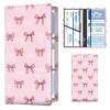 ANKVRP Leather Car Registration and Insurance Holder, Premium Vehicle Glove Box Car Organizer with Magnetic Shut, Cute Interior Car Accessories Cute White Pink Bow view 1