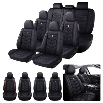 AUNM 7 Car Seat Covers Fit for Chrysler Pacifica Hybrid 2017-2026,Black