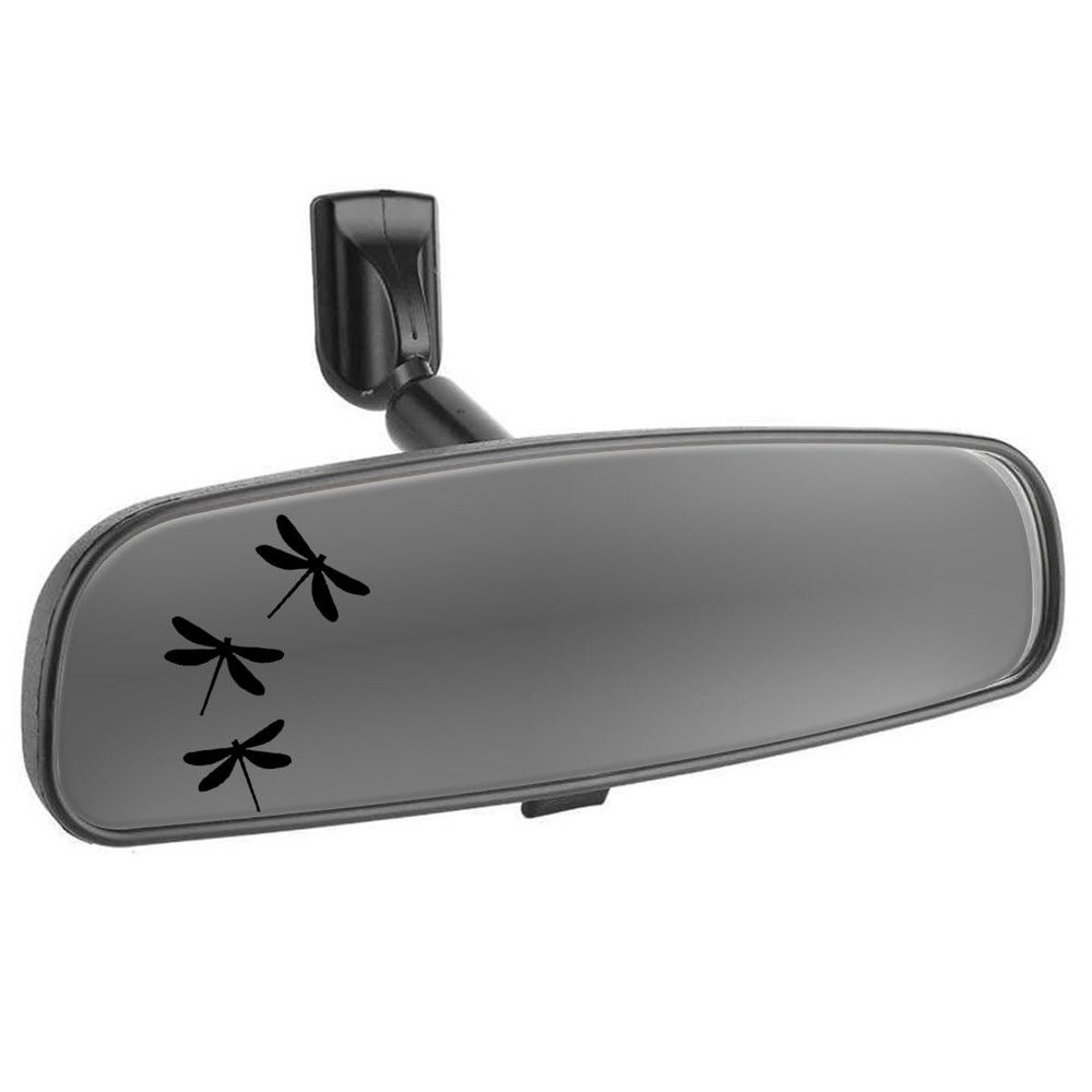 Craedli 2PCS Dragonfly Car Rearview Mirror Sticker Decal, Mini Cute Vinyl Auto Window Decals, Self-Adhesive Vehicle Decoration Accessories for Water Bottle, Laptop (Black)