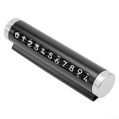 Car Temporary Parking Card with Rotatable Phone Number Plate Aluminum Double Sided Stickers for Easy and Clean Contact Number Display (Black)