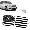 Cuymoap 2 PCS Car Windshield Sun Shades, American Flag Sun & Heat Blocking Shield, Memory Wire Foldable Split Design Sun Visor, Front Window Protector for Most Cars & SUVs (Black) view 1