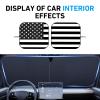 Cuymoap 2 PCS Car Windshield Sun Shades, American Flag Sun & Heat Blocking Shield, Memory Wire Foldable Split Design Sun Visor, Front Window Protector for Most Cars & SUVs (Black) view 4