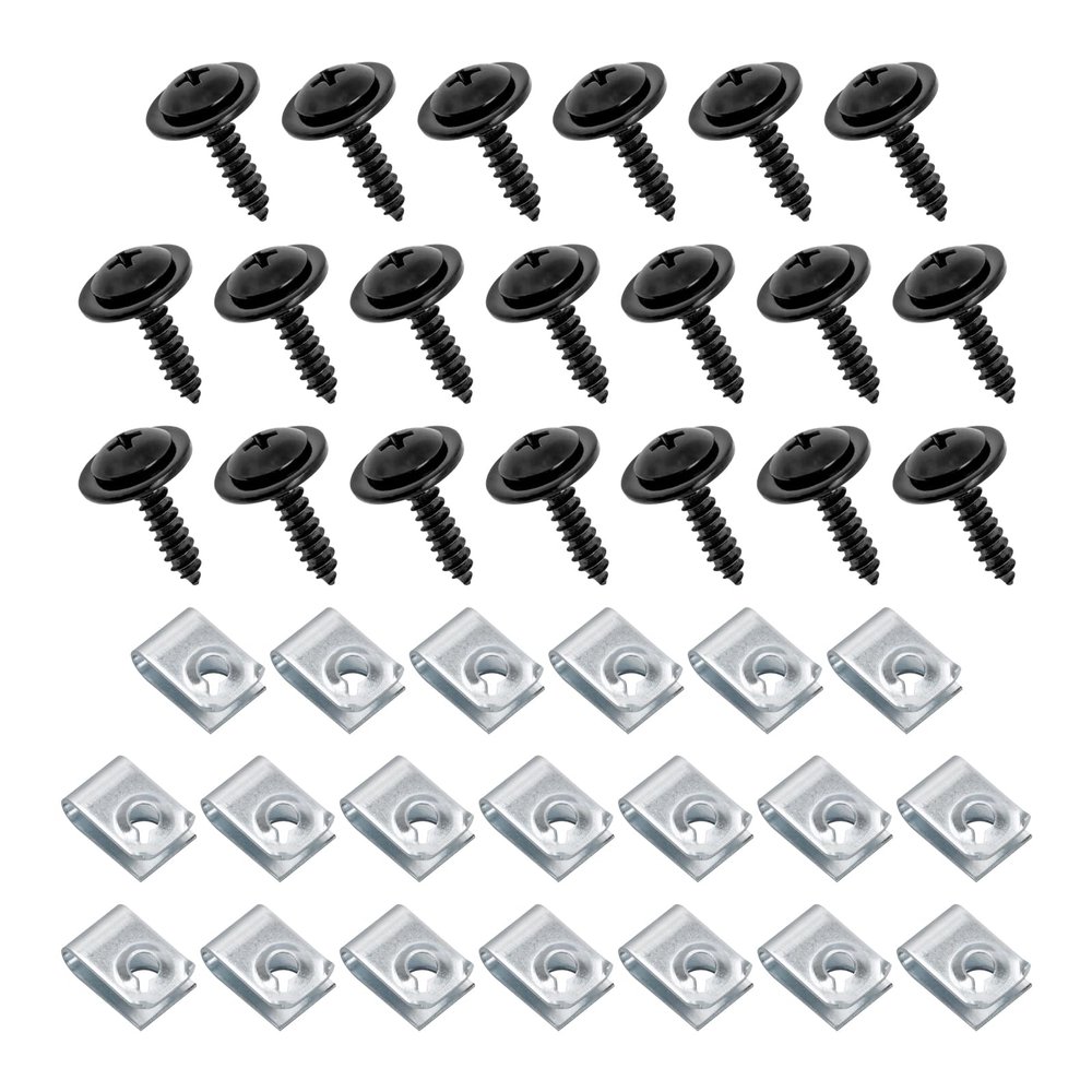 Yidcidu 40PCS Car Fender Liner Screw Set, Metal Breakage Protection U-nut Screws Kit, 20 Screws & 20 Iron Sheets Fixed Set, Compatible with Accord Civic CR-V Element 90114-SE0-000 (Black & Silver)