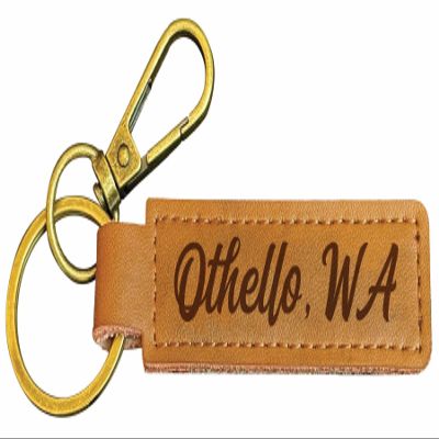 R and R Imports Othello Washington Souvenir Leather Keychain 3.25" Long - Engraved City Name Text (Single)