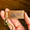 R and R Imports Othello Washington Souvenir Leather Keychain 3.25" Long - Engraved City Name Text (Single) view 3
