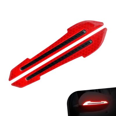 YAWUROU 2 PCS Car Mirror Reflective Stickers, High Visibility Anti-Scratch Car Mirror Decals, Self-Adhesive Rearview Mirrors Safety Warning Sticker, Universal for Most Cars (Red)