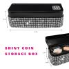 XJVSS Bling Coin Holder for Car, Crystal Rhinestone Change Storage Box Money Dispenser with 4 Compartments, Sparkling Mini Coin Change Organizer for Most Cars Trucks SUVs (White) view 2