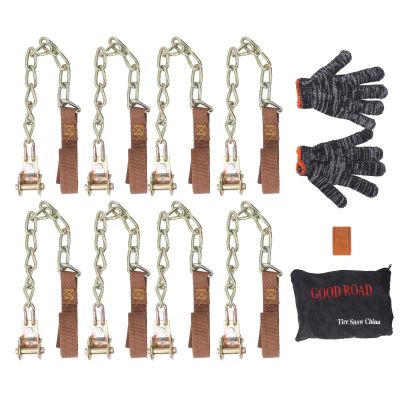 Tyenaza 8PCS Snow Tire Chain Slip Steel Alloy Thickened Universal for Car SUV Pickup Truck 165 to 265mm Tire Width