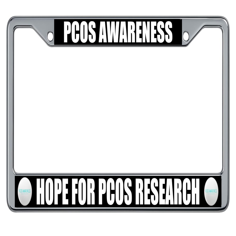 PCOS Awareness License Plate Frame (2 Pack), Chrome Car Tag Holder