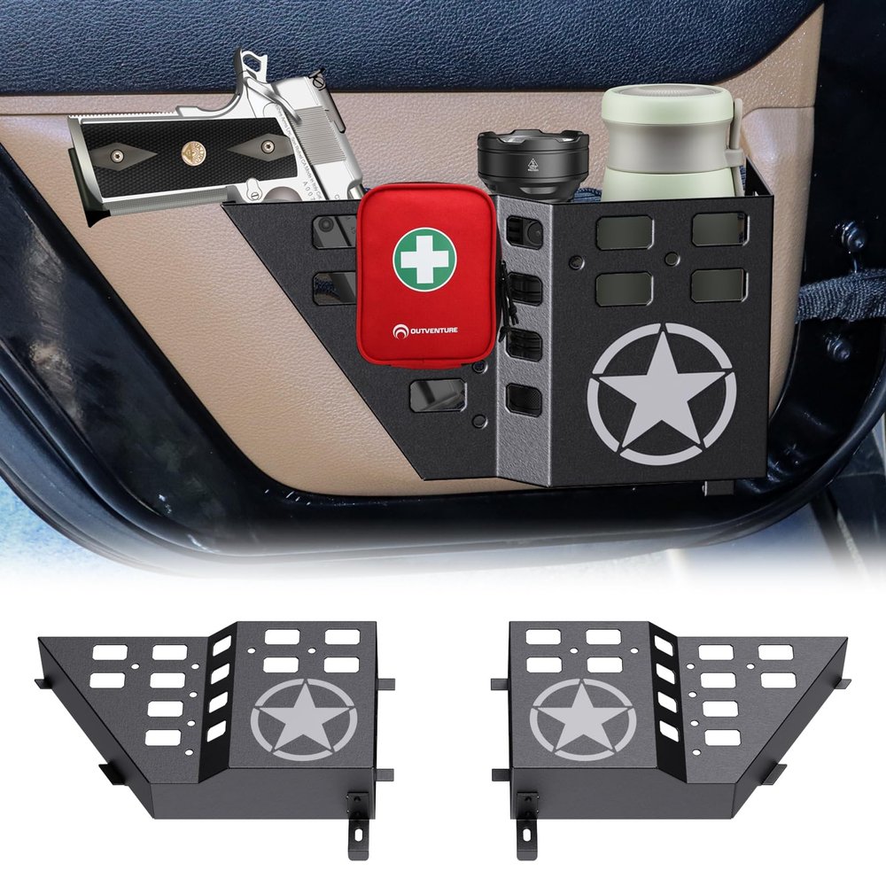 Eamplest Metal Rear Door Storage Pockets for Jeep Wrangler JK & JKU