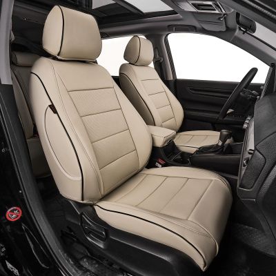 EKR Custom Fit Full Set Car Seat Covers for Select Audi SQ5 2014 2015 2016 2017(Front Row W/Legrest,Rear Seat L-Shaped Headrest),Leather Car Seat Cover Full Set,Leatherette (Beige)