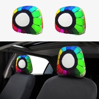 zhanglutian Colored Crayon Circles 2-Pack Car Headrest Covers, Seat Cover Accessories, Car Headrest Protectors, Universal, Suitable for Cars.