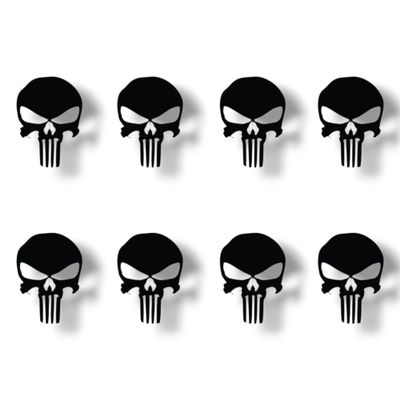 8-Pack Tactical Skull Mini Decals 1" Mini Premium Waterproof Vinyl Stickers for Laptops, Water Bottles, Phone Cases, Car Windows, RC Cars, EDC Gear and More! (Black)
