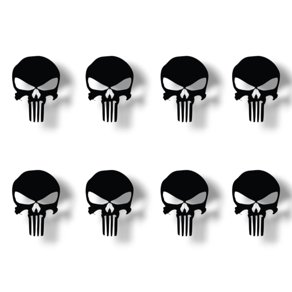 8-Pack Tactical Skull Mini Decals 1" Mini Premium Waterproof Vinyl Stickers for Laptops, Water Bottles, Phone Cases, Car Windows, RC Cars, EDC Gear and More! (Black)