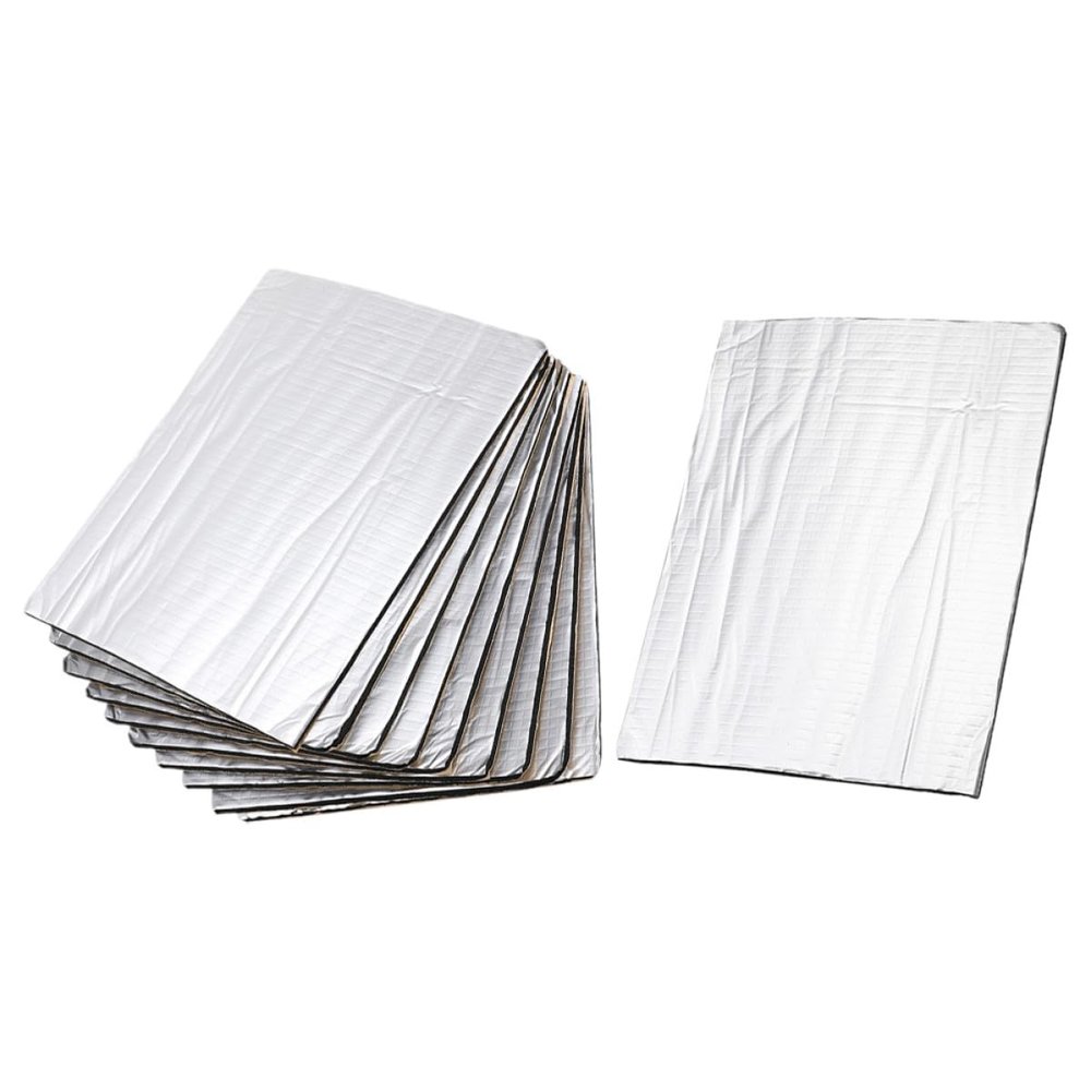 Ipetboom 10pcs Car Sound Deadening Mat with Aluminum Foil, Engine Heat Shield Insulation Film 40x25cm 5mm Thick, Auto Hood Heat and Noise Barrier for Vehicle Soundproofing