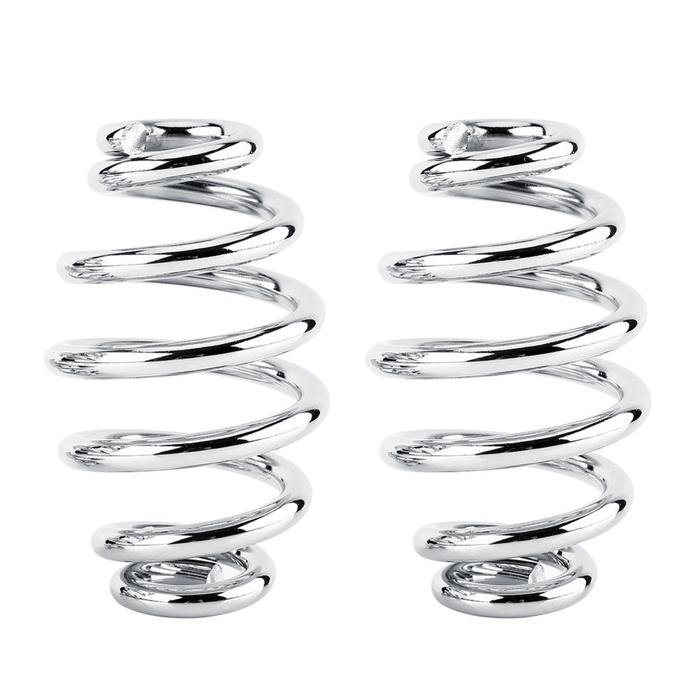Motorcycle Seat Springs 3 Inch Heavy Duty Steel Solo Seat Springs For Chopper Bobber Motorcycle Customization Golden Chrome Matte Black (Silver)