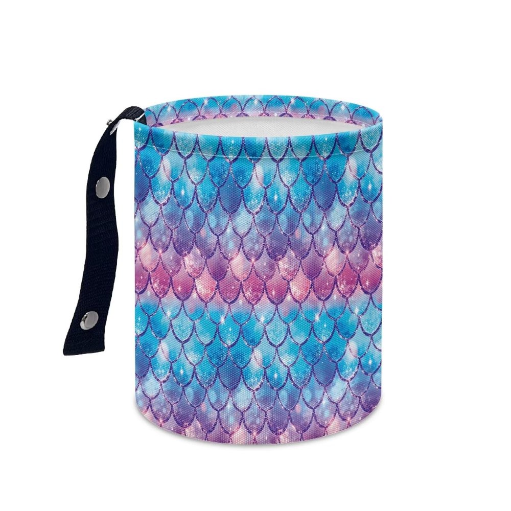 Brosoneto Mermaid Scale Car Trash Bag Portable Garbage Bin Printed for Car Front Seat, Back Seat, Floor, Easy to Clean Accessory Car Interior Decoration