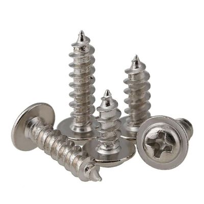 Round Pan Head Phillips Self Tapping Screw with Pad M1.2-M4 Nickel/Black Zinc Plated Cross with Collar Padded Washer Small Bolt(Black Zinc,M1.2x3(100pcs))