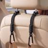 iBestgol 360 Rotating Car Seat Headrest Hooks, Universal Car Organizer Hooks for Bags and Groceries, Black 2pc view 1