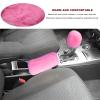 XJVSS 2PCS Fluffy Car Gear Shift Knob & Handbrake Cover, Comfortable Plush Shifter Stick & Hand Brake Handle Protector, Soft Shifter Cover Furry Interior Decoration for Most Vehicles (Pink) view 4