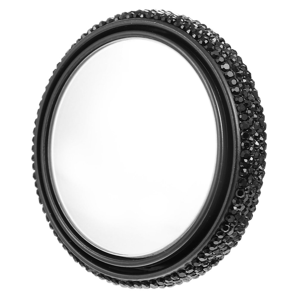 Ipetboom Diamond-encrusted 360 Rotatable Car Rearview Mirror with Plastic Blind Spot Mirror Adjustable Auxiliary Side View for Enhanced Driving Safety Black Small