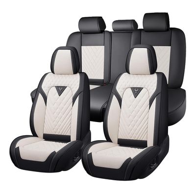 JXTH Car Seat Covers Full Set for Nissan Maxima 2000-2023, Waterproof Nappa Leather Car Seat Cover with Memory Foam, Full Coverage&360 Protection Car Seat Covers Sets (5 Seat,Cream White)