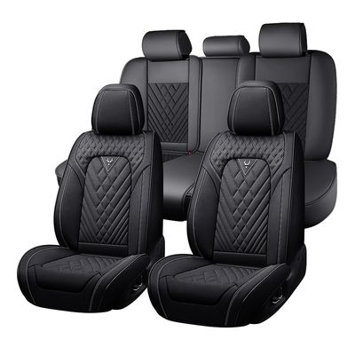 JXTH Car Seat Covers Full Set for Ford Flex 2009-2019, Waterproof Nappa Leather Car Seat Cover with Memory Foam, Full Coverage&360 Protection Car Seat Covers Sets (5 Seat,Black)