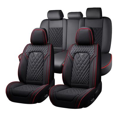 JXTH Car Seat Covers Full Set for Chevrolet Trax 2015-2026, Waterproof Nappa Leather Car Seat Cover with Memory Foam, Full Coverage&360 Protection Car Seat Covers Sets (5 Seat,Black&Red)