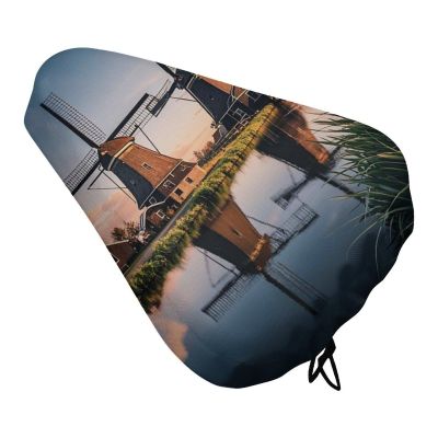 Dutch Windmill Bike Seat Cover for Outdoor, Waterproof Bicycle Seat Rain Covers with Elastic, Dust Snow Protection for E-Bikes, Sun Protection Bike Seats for Unisex