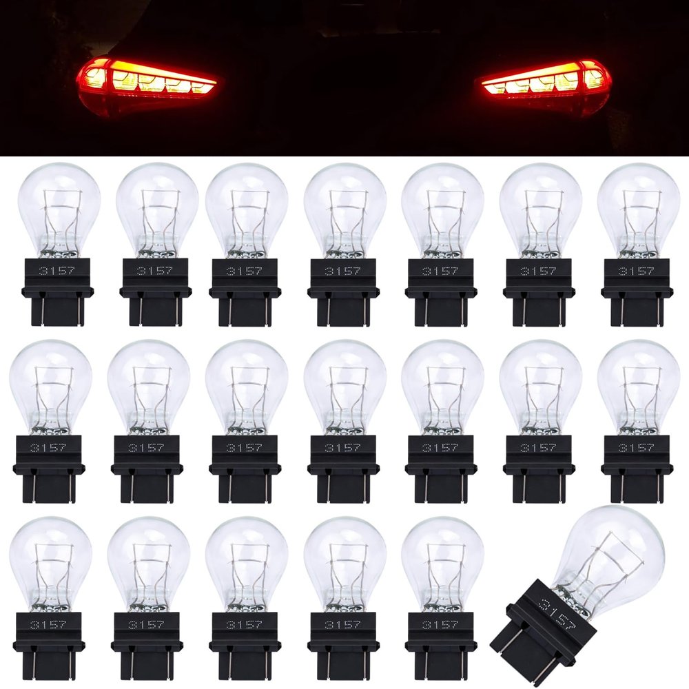 ecocstm 20 PCS 3157 Tail Light Bulb, Miniature 4157 Brake Light Bulb, Waterproof 3157 4157 Turn Signal Bulb, Automotive Side Marker Tail Light Replacement for Truck SUV Car (White)