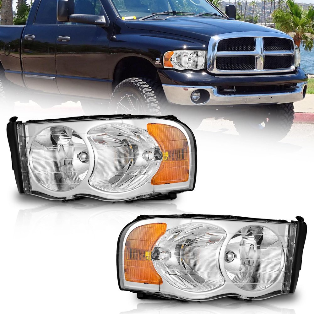 WEELMOTO Headlights Assembly for 02-05 Dodge Ram 1500 2500 3500